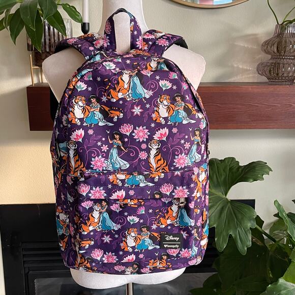 Purple Disney x Loungefly Aladdin Jasmine & Rajah Print Full Size Backpack main image 9